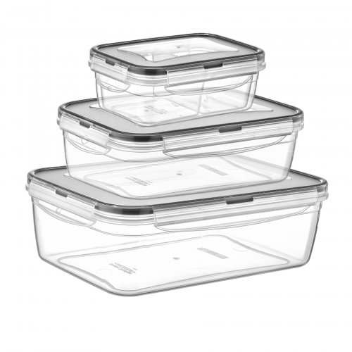 LC-310 FRESH BOX RECTANGLE 3-PIECE SET  (0,4 LT. + 0,8 LT. + 1,4 LT.) - Transparent