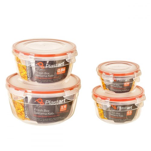 LC-500 FRESH BOX ROUND  4-PIECE SET (0,25 LT. + 0,50 LT. + 0,86 LT. + 1,5 LT.) - Transparent